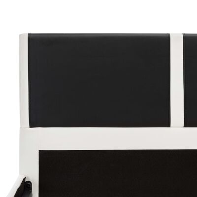 vidaXL Posteljni okvir črno in belo umetno usnje 90x200 cm