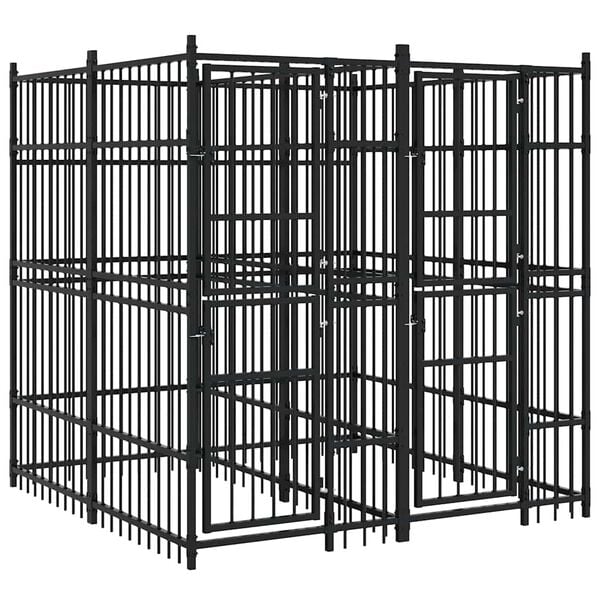 vidaXL Zunanji pasji boks jeklo 3,69 m&sup2;