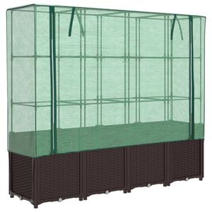 vidaXL Visoka greda s prevleko za rastlinjak videz ratana 160x40x153cm