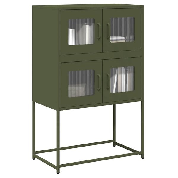 vidaXL Highboard Olive Green 68x39x107 cm Jeklo