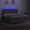 vidaXL Box spring postelja z vzmetnico LED taupe 160x200 cm blago