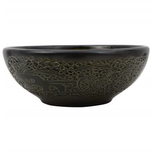 vidaXL Nadpultni umivalnik črn okrogel &Phi;41x14 cm keramika