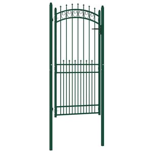 vidaXL Ograjna vrata EMMEN s konicami jeklo 104x147 cm zelena