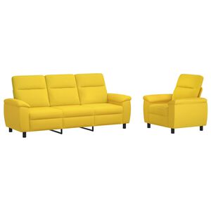 vidaXL Kavčna garnitura 2 pcs Svetlo rumena Blago