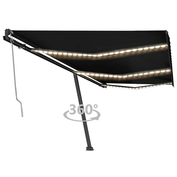 vidaXL Avtomatska tenda LED + senzor 600x300 cm antracitna