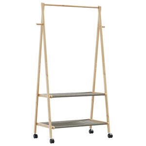 vidaXL Stojalo za oblačila s policami n kolesi 96x45,5x155,5 cm Bambus