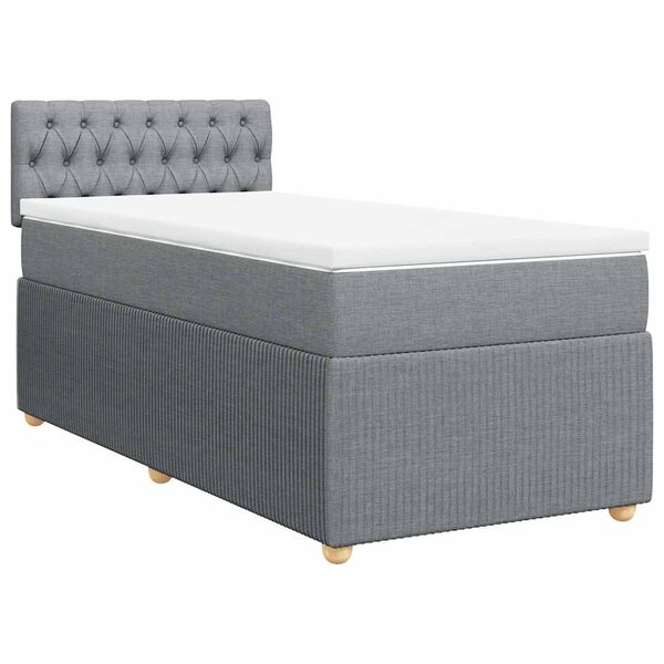 vidaXL Box spring postelja z vzmetnico svetlo siva 90x190 cm blago