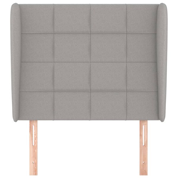 vidaXL Vzglavje z u&scaron;esi svetlo sivo 103x23x118/128 cm blago