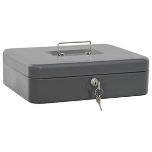 vidaXL Denarna &scaron;katla s ključavnico Temno siva 30 x 24 x 9 cm Jeklo