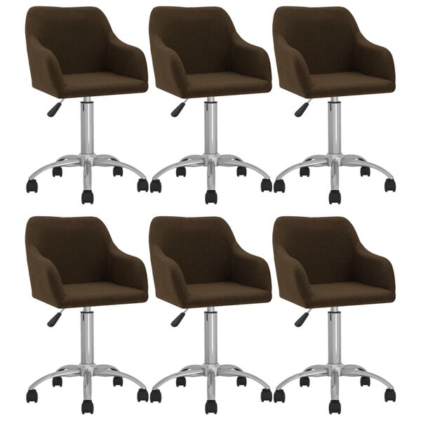 vidaXL Vrtljivi jedilni stoli 6 kosov temno rjavo blago