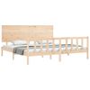 vidaXL Posteljni okvir z vzglavjem trden les