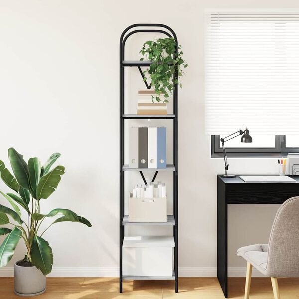 vidaXL Knjižna polica Siva Sonoma 40 x 30 x 183 cm Konstruiran les