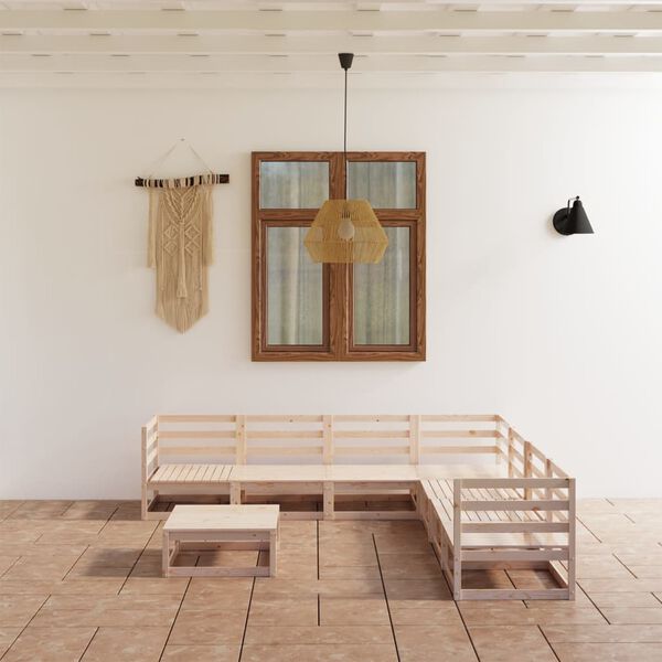 vidaXL Vrtna sedežna garnitura 8-delna trdna borovina