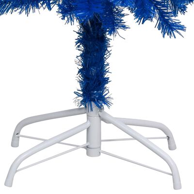 vidaXL Umetna osvetljena novoletna jelka s stojalom modra 150 cm PVC