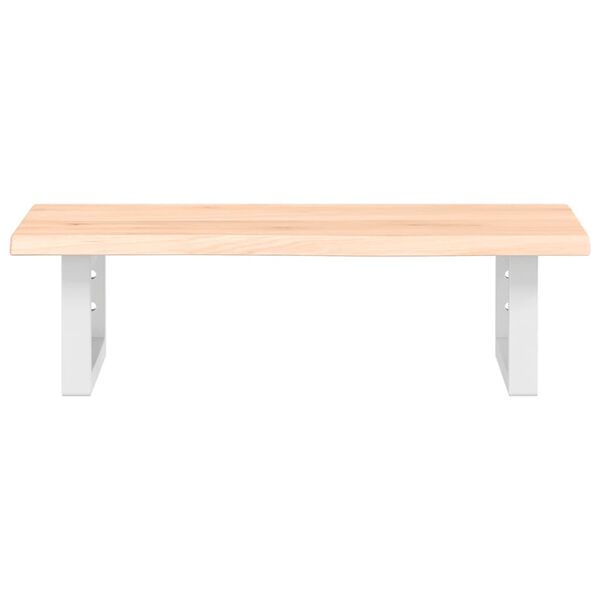 vidaXL Stenska polica za umivalnik jeklo in trdna hrastovina