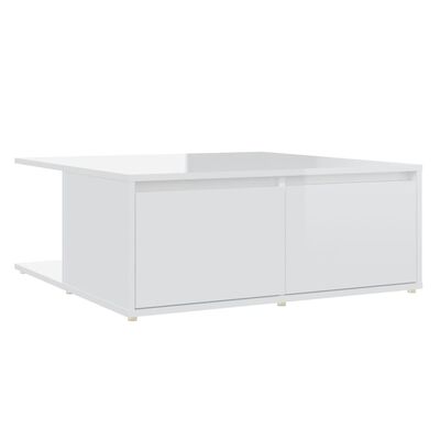 vidaXL Klubska mizica visok sijaj bela 80x80x31 cm iverna plošča