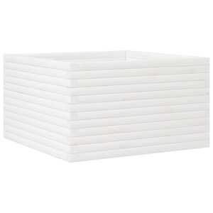 vidaXL Vrtno cvetlično korito belo 80x80x45,5 cm trdna borovina