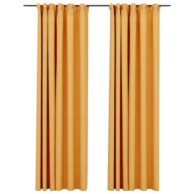 vidaXL Zatemnitvene zavese z obešali 2 kosa rumene 140x225 cm