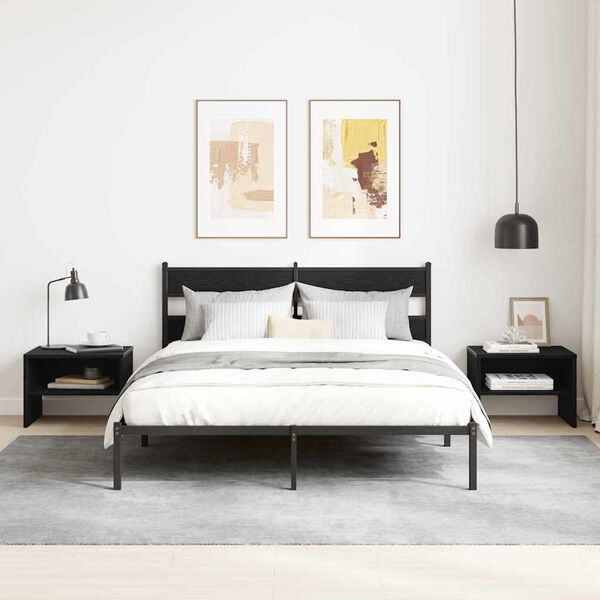 vidaXL Nočna omarica Črni hrast 40 x 40 x 30 cm Konstruiran les