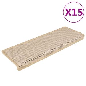 vidaXL Samolepilne preproge za stopnice sisal 15 kosov 65x21x4 cm Berber