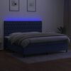 vidaXL Box spring postelja z vzmetnico LED modra 200x200 cm blago