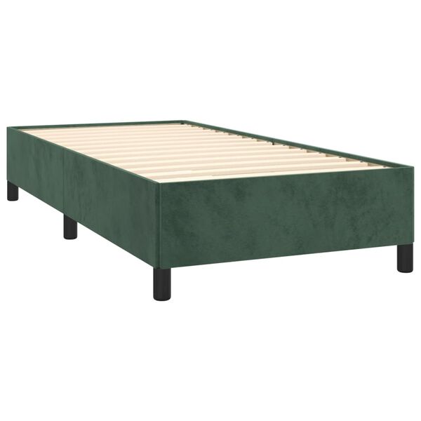 vidaXL Box spring postelja z vzmetnico temno zelena 100x200 cm žamet