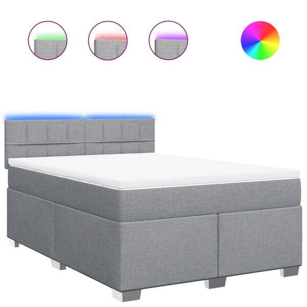 vidaXL Box spring postelja z vzmetnico svetlo siva 160x200 cm žamet