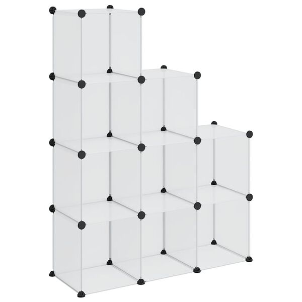 vidaXL Kockasta omarica za shranjevanje z 9 kockami prozoren PP