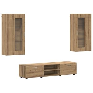 vidaXL Komplet TV omaric FLORIN 3 pcs Umetni hrast Konstruiran les