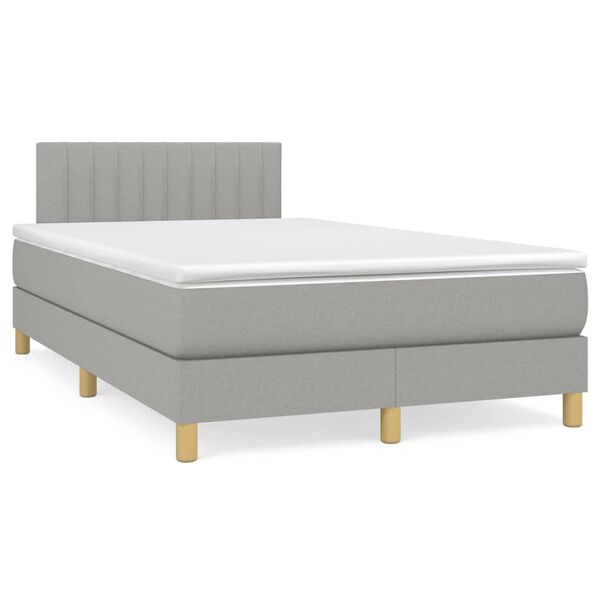 vidaXL Boxspring postelja z vzmetnico svetlo siva 120x190 cm blago