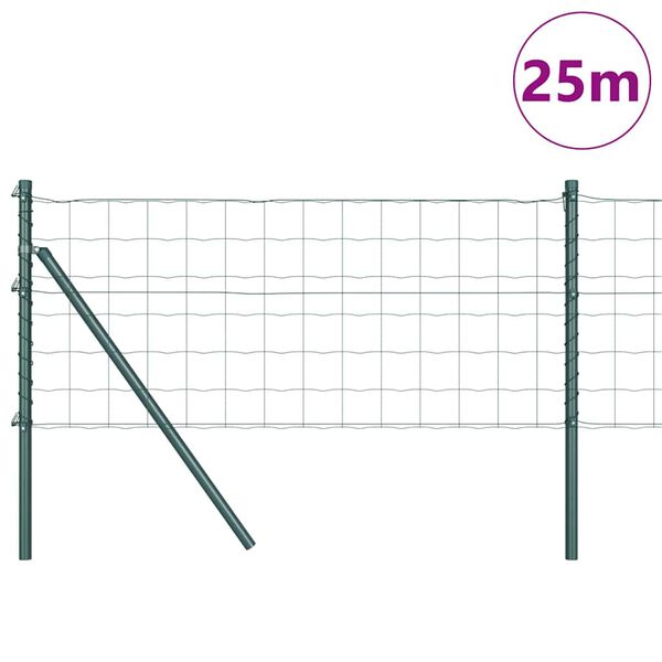 vidaXL Ograja s stebrom Zelena 0,8 x 25 m Jeklo