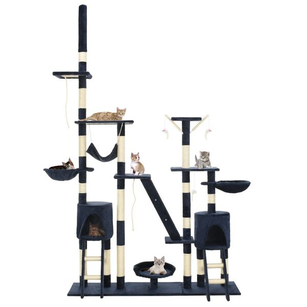 vidaXL Mačje drevo s praskalniki iz sisala 230-250 cm modro