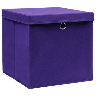 vidaXL Škatle za shranjevanje s pokrovi 4 kosi vijolične 32x32x32 cm