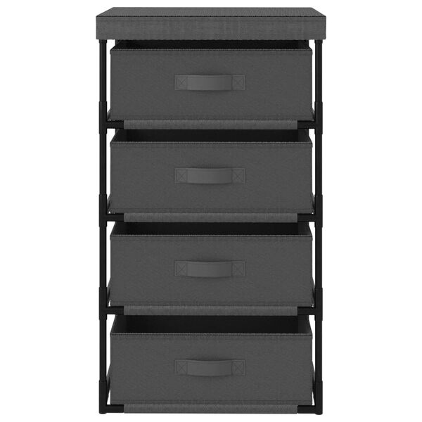 vidaXL Predalnik s 4 košarami iz blaga jeklo siv