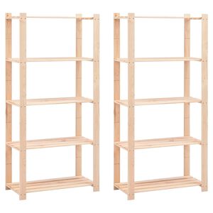 vidaXL Stojalo s policami 5-nadstropno 2 kosa 80x38x170cm borovina
