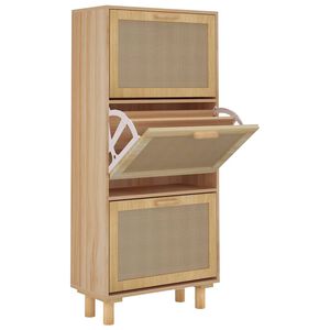 vidaXL Omarica za čevlje rjava 52x25x115 cm inž. les in naravni ratan