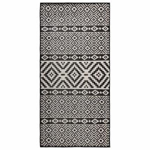 vidaXL Zunanja preproga plo&scaron;čato tkanje 80x150 cm črne črte