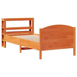 vidaXL Posteljni okvir brez vzmetnice vo&scaron;čeno rjav 75x190 cm borovina