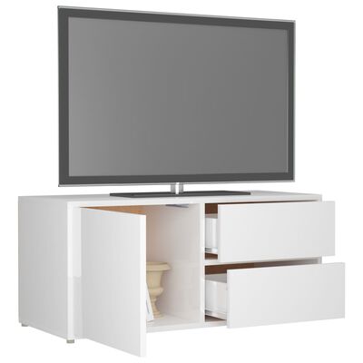 vidaXL TV omarica visok sijaj bela 80x34x36 cm iverna plošča
