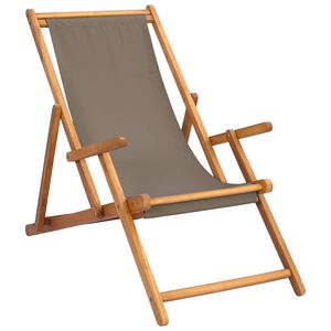 vidaXL plažna ležalnika Taupe Trden tikov les