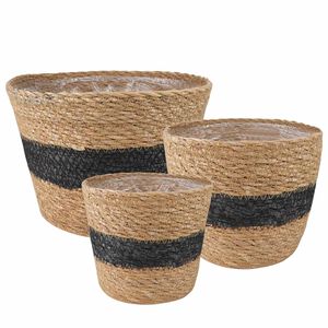 vidaXL 3 kos Naravna in črna &Oslash;26 x 19 cm 100% morska trava