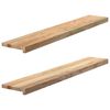 vidaXL Okenske police 2 kosa neobdelana 120x20x2 cm trdna hrastovina