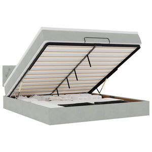 vidaXL Otomanska postelja z vzmetnico svetlo siva 180x200cm žamet