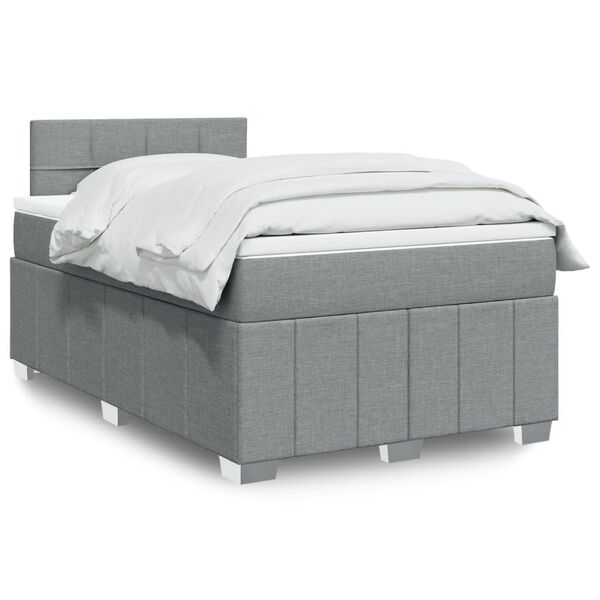 vidaXL Boxspring postelja z vzmetnico svetlo siva 120x190 cm blago