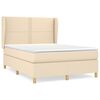 vidaXL Box spring postelja z vzmetnico krem 140x190 cm blago