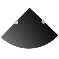 vidaXL Kotne police 2 kosa s kromiranimi nosilci steklo črne 25x25 cm