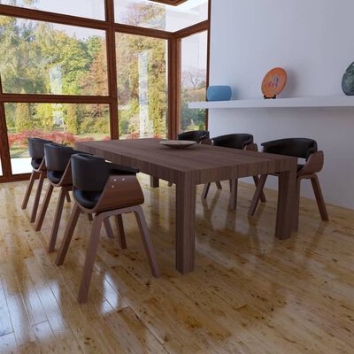 vidaXL Jedilni stoli 6 kosov ukrivljen les in umetno usnje
