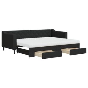 vidaXL Izvlečna dnevna postelja s predali črna 80x200 cm blago