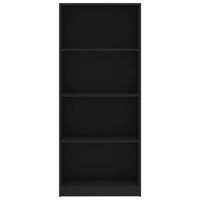 vidaXL Knjižna omara 4-nadstropna črna 60x24x142 cm iverna plošča
