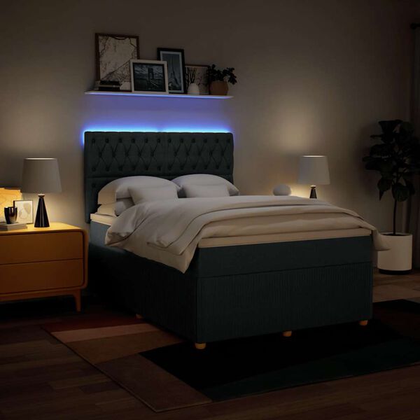 vidaXL Box spring postelja z vzmetnico modra 140x190 cm blago